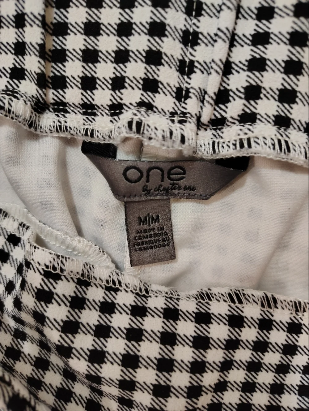 High-Rise Gingham Tie-Waist Pants - Black & White - Size Medium - Picture 5 of 5